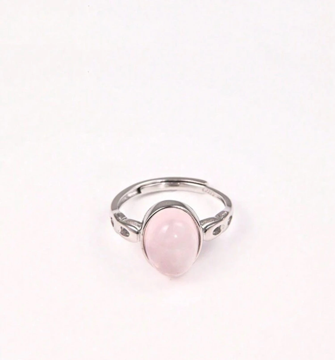 Anillo de cuarzo rosa y pla 925